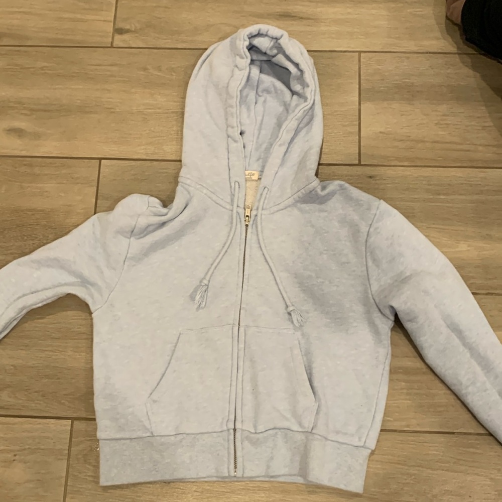 Cropped light blue brandy Melville hoodie
